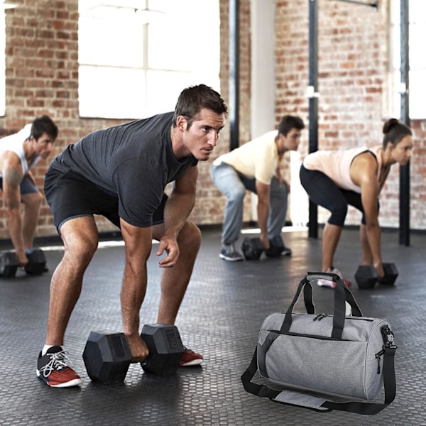 Sportgym Bag för Kvinnor och Män, Gymväska med Skofack och Vattentäta Fack Grey