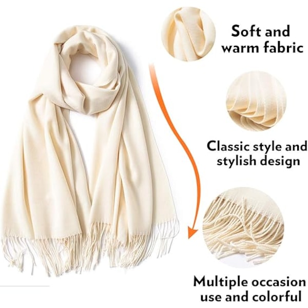 Naisten Huivi Pashmina Shawl Wrap Hääjuhla Peitto Tytöt Suuret Pehmeät Huivi Beige