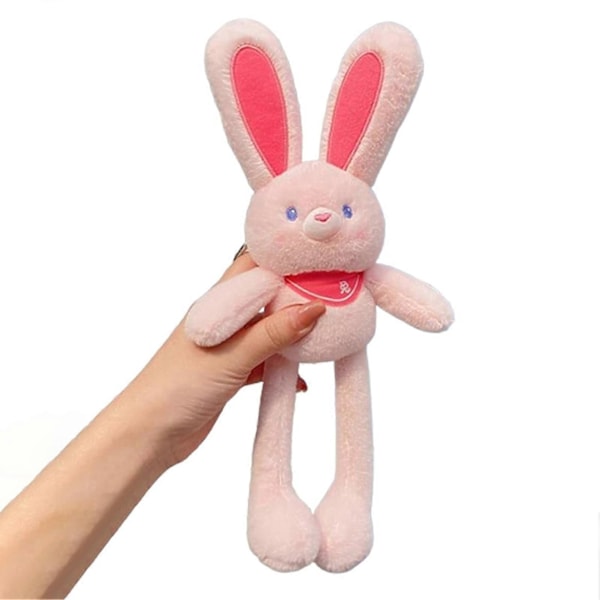 Pehmolelu pupu vetävillä korvilla, stressiä lievittävä pupulelu, joululahja Pink