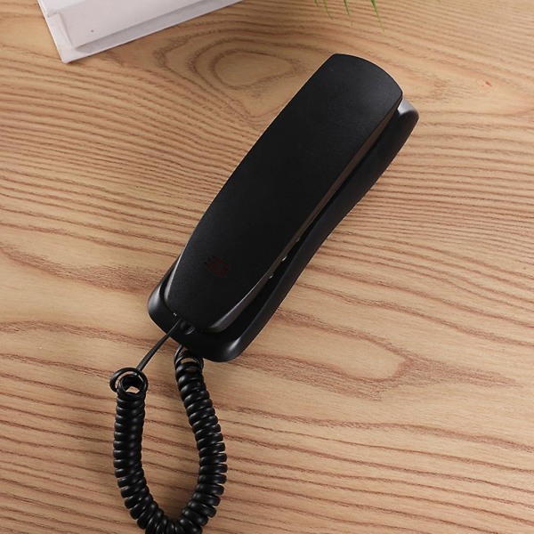Kablet- Fasttelefon Vegg Fast Telefon Med Hurtigvalg- Minneknapper Veggtelefon Black