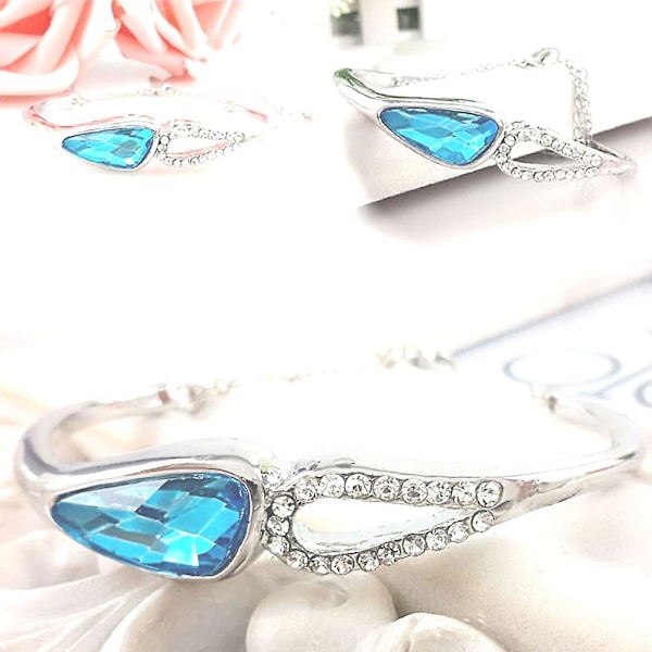 Dame Sølv Himmelblå Krystalsten Armring