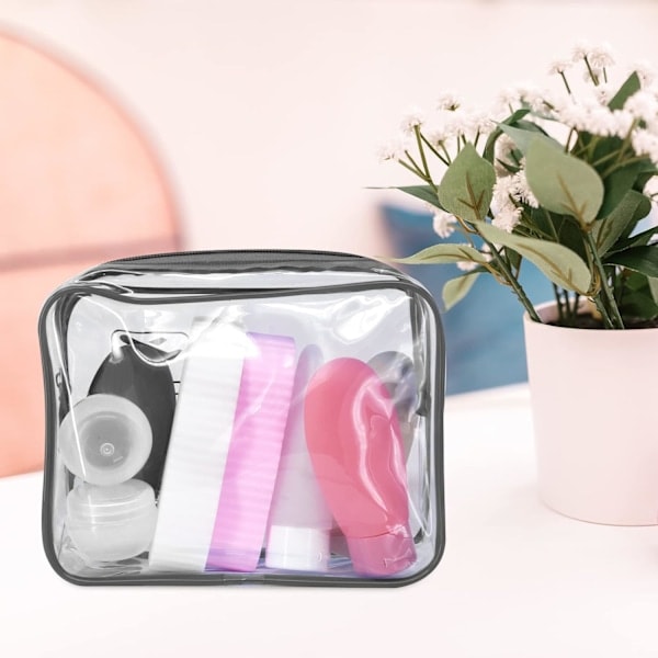 Genomskinlig Resenecessär, TSA-godkänd, 1 liter, Genomskinlig Flygplatsnecessär, Genomskinlig Necessär, Genomskinlig Duschväska, Genomskinlig Säkerhetsväska black 1pc