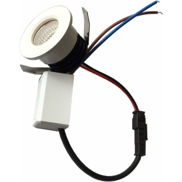 Sæt med 4 Mini LED indbygningsspots 3 W Varm hvid, Mini LED spot til butiksvinduer, nummerpladebelysning inkl. Separat transformer