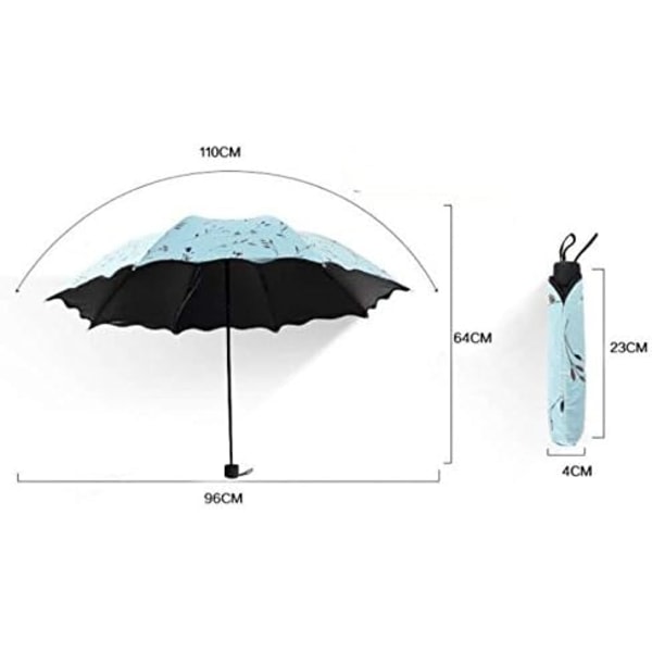 Sammenleggbar paraply,Anti UV Parasoll Dame Parasoll Vindtett Kompakt Paraply Håndveske Lomme Dame Utendørs Vandring Strand Parasoll Parasoll