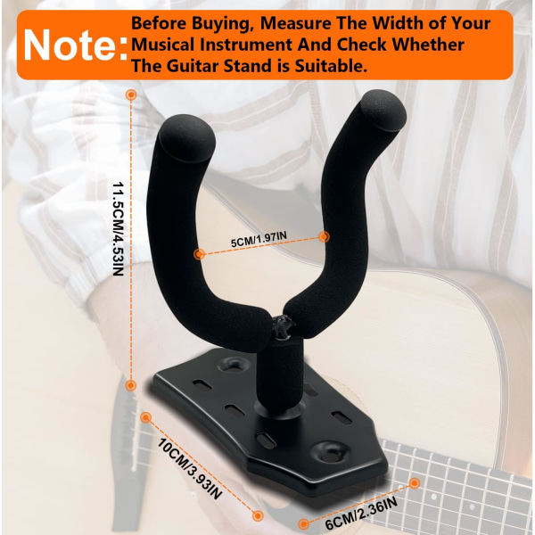 Gitarr Väggfäste Hängare 2-Pack, Metall Gitarrhängare med Skruvar, Gitarrfäste med Skyddande Svamp, Gitarrhållare Stativ Lämplig för Bas/Gitarr