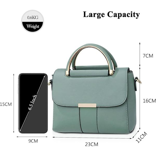 Elegant dameveske, crossbody telefonveske, PU-lær dameveske, mobiltelefon lommebok Verde