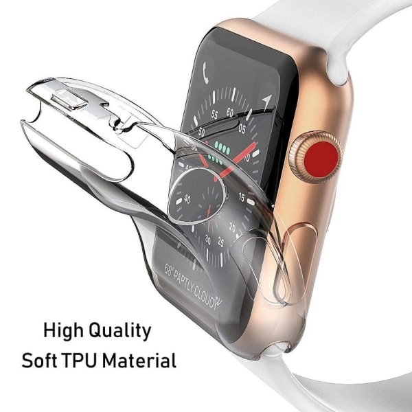 2-pakkaus Apple Watch 38/40/42/44 mm - Full Cover Shell Näytönsuoja, Läpinäkyvä 38mm Transparent 38mm
