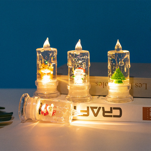 LED Christmas candles, 4 glitter Christmas candles without flame