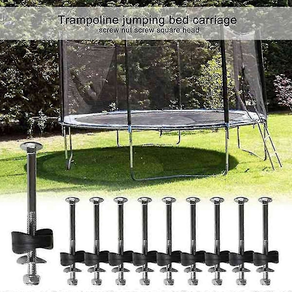 24 st Trampolinskruvar, Galvaniserade stålskruvar, Skruvmuttersats, Trampolinbottenskruvar