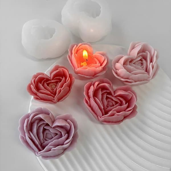 Sæt med 2 3D-blomsterforme til stearinlys - Silikoneforme til resin, boligindretning og lysestøbning