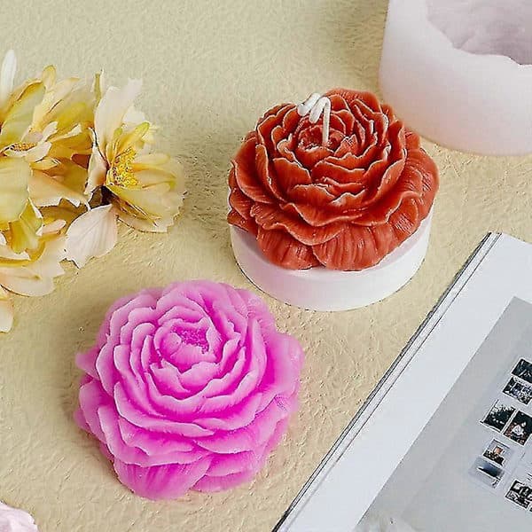 DIY Stor Pæon Blomst Lys Silikoneform Lysfremstilling Håndværk Bageforme
