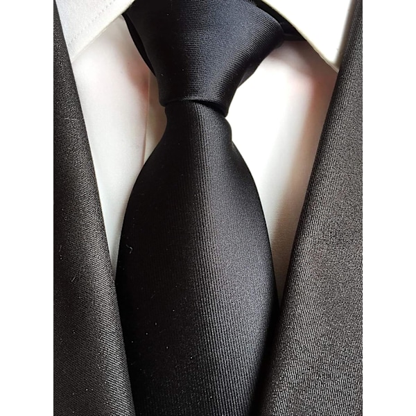 Herrar Slips Solid Färg Halsduk för Män Bröllop Business Formell Slipsar Black