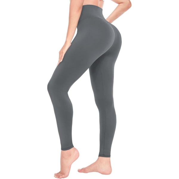 Damleggings Mjuka Högmidjade Magkontroll Leggings Sport Träning Gym Löpning Yoga Byxor Gray S-M