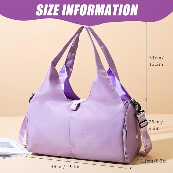 Bare Gym Bag for Kvinner, Yogamatte Bag Sport Reisebag, Vanntett Sports Gym Bag for Sport Reise Vandring Purple