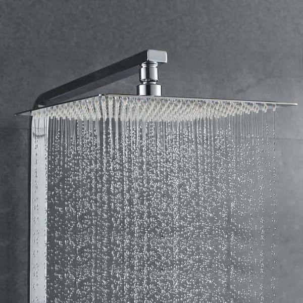 Firkantet bruserhoved i rustfrit stål 30 cm - Regnbruserhoved 1/2\" gevind, 30% vandbesparelse, drejeligt