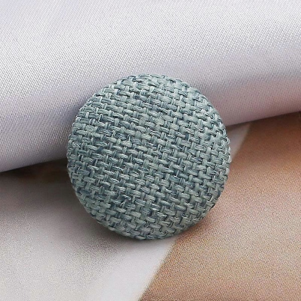 10 stk. Skaftknapper Metallknapper Klær DIY Stoffknapper Stofftrukket Lin Rund Dekorativ cyan 15MM