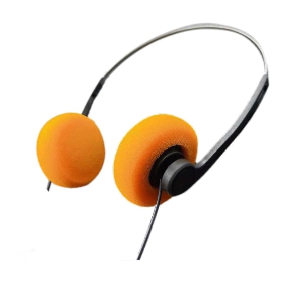 Hodetelefoner Kablet støyisolerende over øret, stereohodesett med ledning med mikrofonvolum Orange