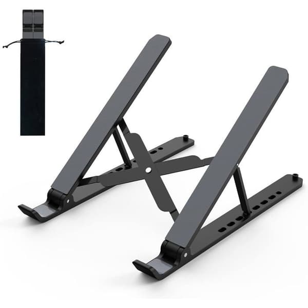 Justerbart Sammenleggbart Laptopbordstativ - Ventilert ABS + Silikon, Variabel Høyde, Svart, Universelt