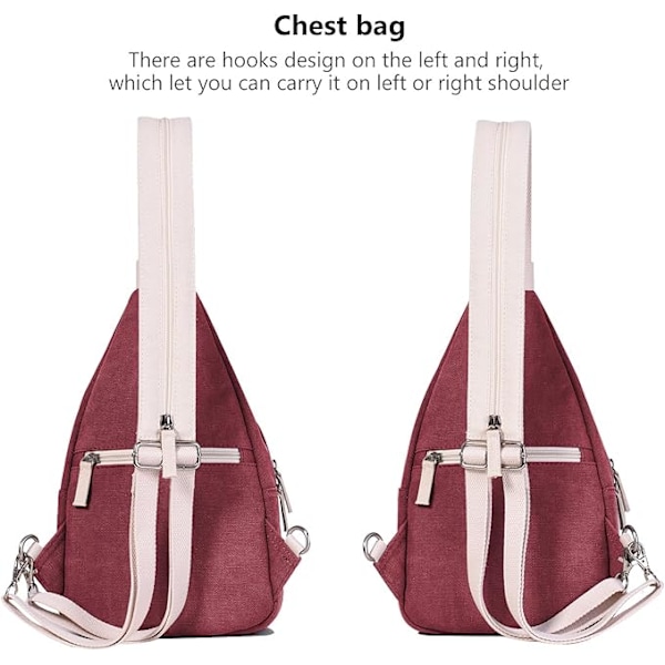 Mini Canvas -reppu naisille, crossbody-laukku, rintalaukku, sling-laukku, useita taskuja, olkalaukut, pieni crossbody-reppu A