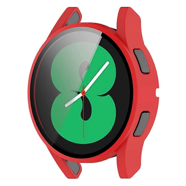 Til Samsung Galaxy Watch FE/Watch4 40mm Etui PC Ur Cover med Hærdet Glas Skærmbeskytter Red