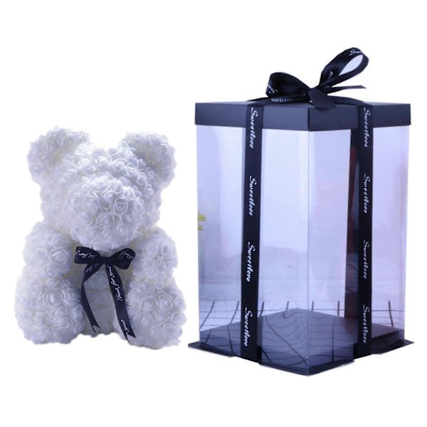 Ruusu Karhu Tekokukka Vaahto Ikuinen Elämä Ystävänpäivälahjat Koti Sisustus Lahjapakkauksella Teddy Bear White