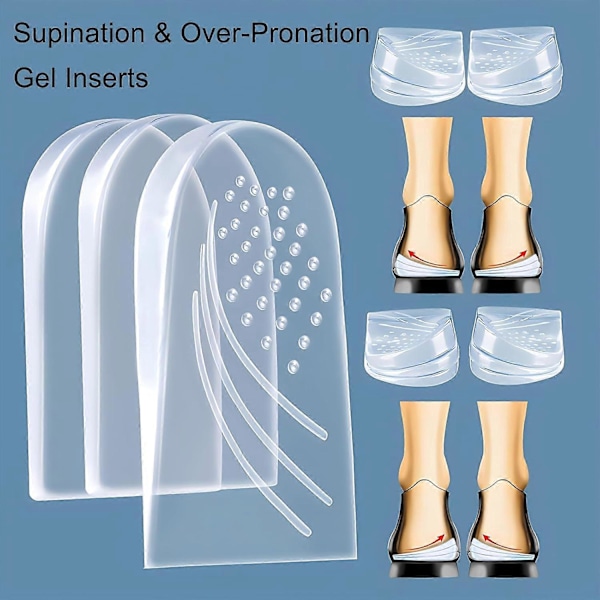 2/3 Lager Justerbar Ortopedisk Hälkil för Supination & Överpronation Korrigering Mediala & Laterala Hälkilinlägg för Knäsmärta, Kobenta L 11.2x6.5cm 3 Layer