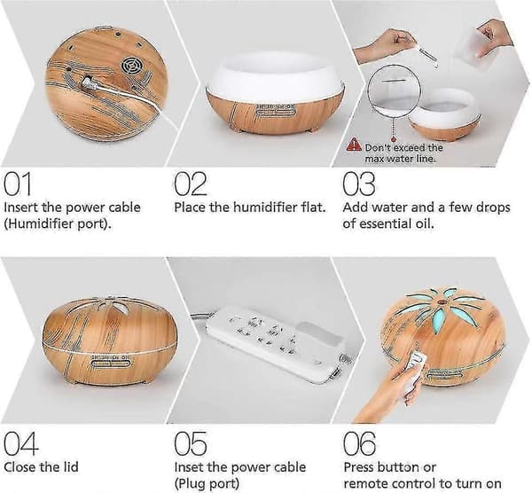 550ML Aroma Diffuser Ultralyd Nebulisator Luftfukter, Romluftfukter Aromaterapioljer Aromalampe m