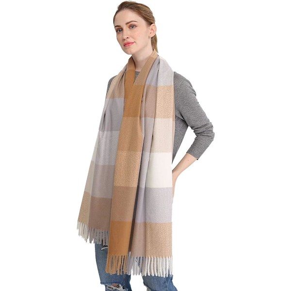 1 stk. Blød Kvinde Cashmere Uld Sjal Stor Pashmina Shawl og Wrap Varmt Stole Tæppe Khaki