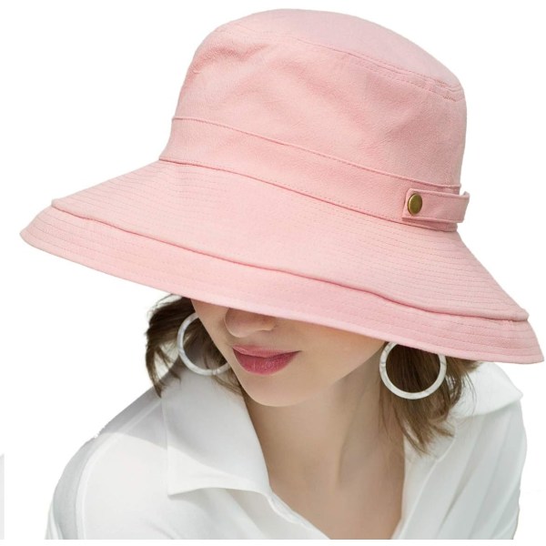 Solhatt för kvinnor Button Decoration-pink One Size