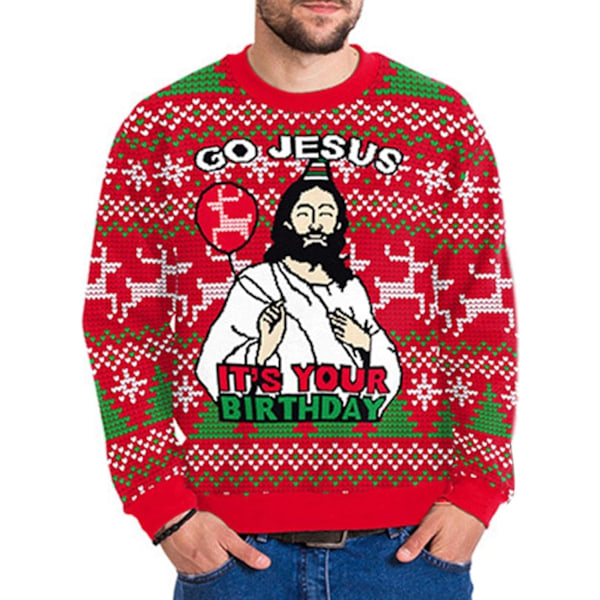 Julesweater Dame Grim Julesweater Familie Jule Top Pullover Rund Hals Vinter Julemand Rensdyr Snefnug Rojo - Jesús S