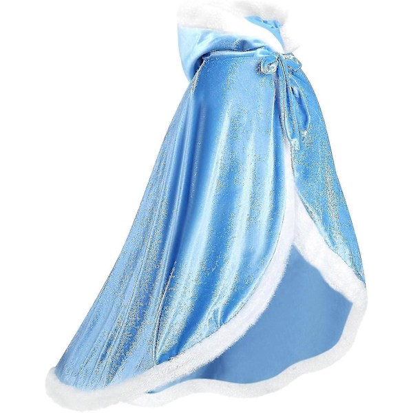 Vändbar Cape för Vuxna och Barn, Påsk Halloween Jul Mantel Maskerad Vampyr Häxa Trollkarl Rollspel Cape Blue 130cm