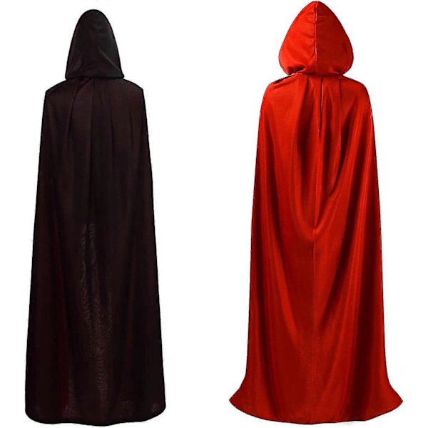 Vändbar Cape för Vuxna och Barn, Påsk Halloween Jul Mantel Maskerad Vampyr Häxa Trollkarl Rollspel Cape Black  Red 150cm