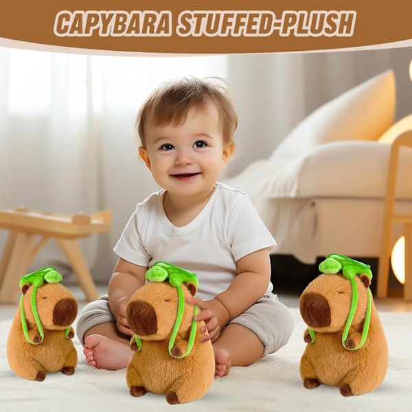 Capybara Plyschleksaker, Söt Capybara Plysch, Simulerings Capybara Plysch med Sköldpaddskudde, Söta Capybara Plyschdockor, Plysch för