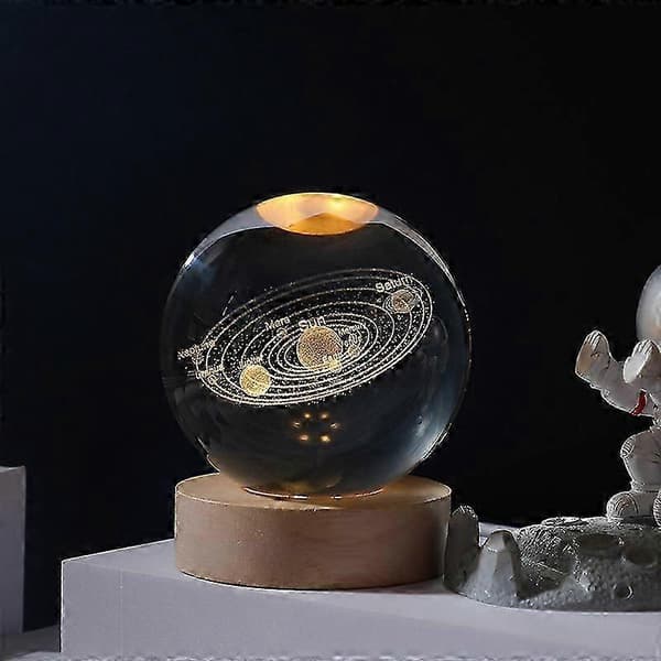 3D Krystallkule Måne Planet Globe Bordlampe B LED Nattlys Dekor Gave clouds
