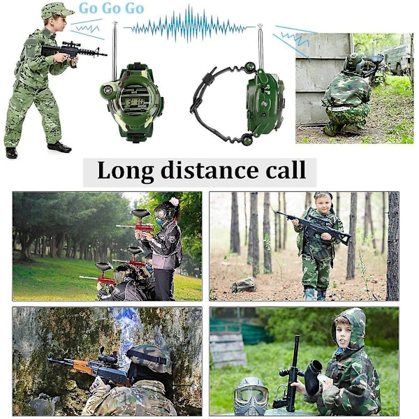 Walkie Talkie for Barn, Toveisradio Walky Talky Klokker med Lommelykt Utendørs Lek Interfon Leketøy Spill og Gaver til Gutt og Jente - (2 stk)