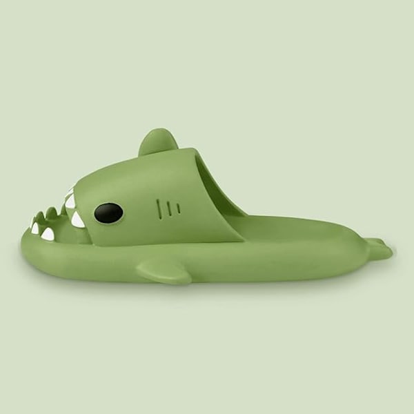 Hajtofflor för pojkar och flickor, Shark Flip Flops för män och kvinnor, Shark Slippers, Bekväma halkfria pool-hajsandaler med tjock sula för sommaren Dark green 36/37