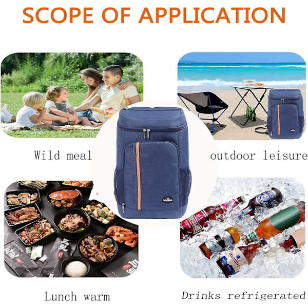 28L Kjøleryggsekk, Kjølebag Termisk Bag Matbærer Stor Myk Ryggsekk for Strand/Piknik/BBQ/Camping/Fest B