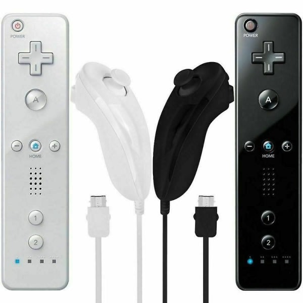 CBS inbyggd Motion Plus trådlös fjärrkontroll spelkontroll fjärrkontroll joystick (komplett set av svart och vitt)