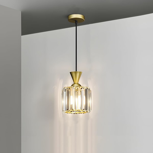 Moderne Krystall Taklampe, Svart Hengelampe med Glasskjerm, Taklampe for Stue, Gang, Soverom Dorado