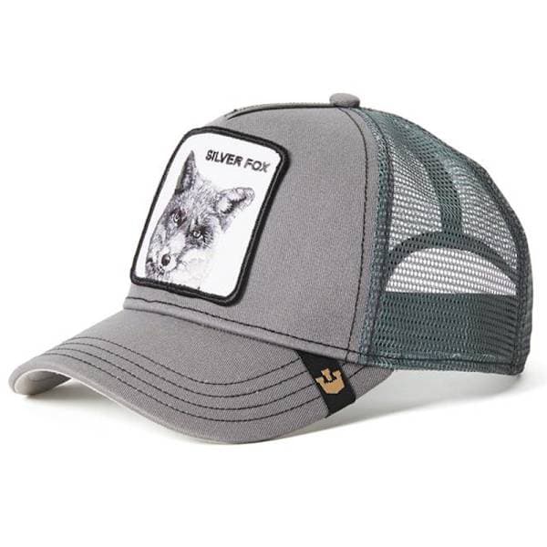 Fisknätskeps med broderad djurdesign Grå Räv Gray Fox