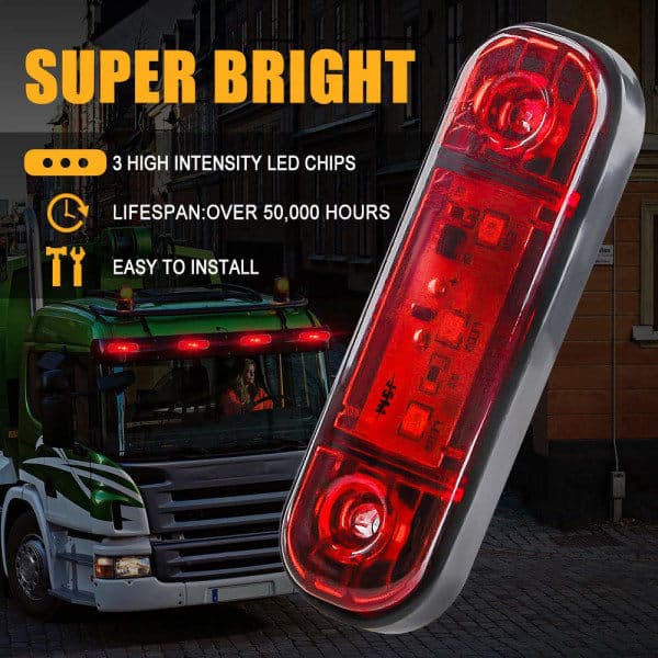 4 LED positionslys for og bag, 12 V (rød)