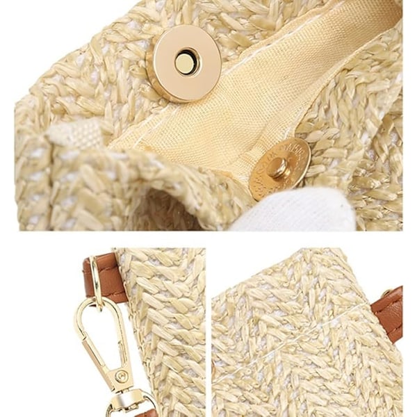 Liten Crossbody-väska för Kvinnor, Axelväska i Halm för Kvinnor, Halmväskor, Crossbody-väska