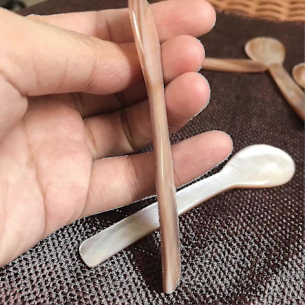 Helmiäisestä Kaviaarilusikkasetti - 6 lusikkaa, 11,5 cm x 3 cm, Pyöreä kahva