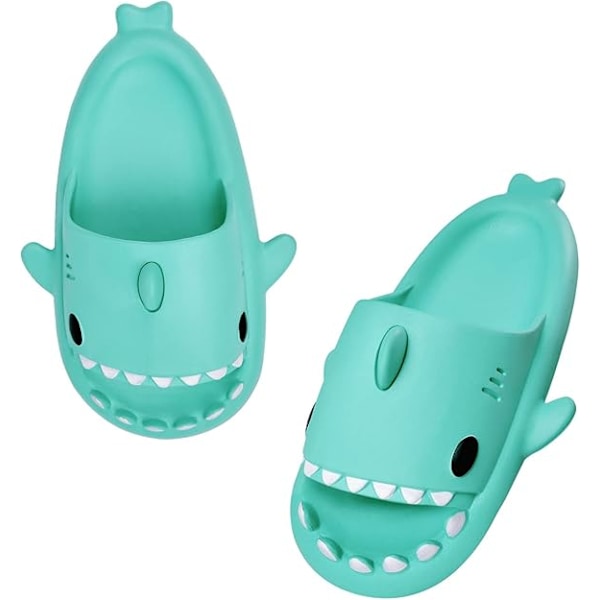 Hajtofflor för pojkar och flickor, Shark Flip Flops för män och kvinnor, Shark Slippers, Bekväma halkfria pool-hajsandaler med tjock sula för sommaren Green mint 40/41