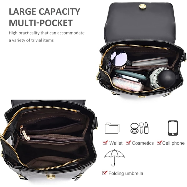 Liten Ryggsäck Dam Crossbody Väskor Mini Ryggsäck Söta Flickor PU Läder Vattentät Ryggsäck för Dagliga Resor Rosa