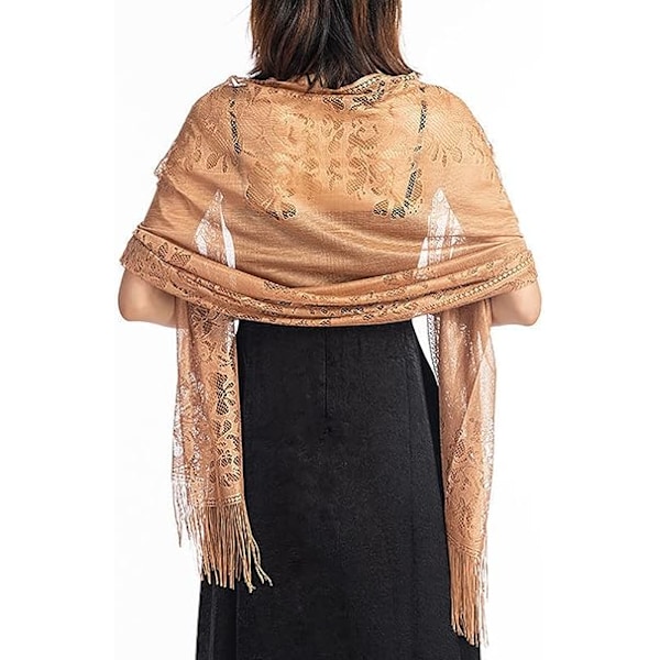 Lace Shawls and Wraps for Wedding Fringed Pashmina Shawls for Evening Dresses Lightweight Bridal Shawl Scarves for Women and Bride