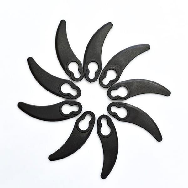 Plastgressklipperblader, liten halvmåneform, for 1100W Hover, svart, 9 stk, 5.8*0.9*0.6 cm