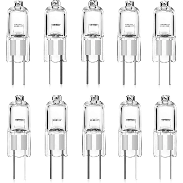 G4 bi-pin bas halogenlampor, 12v DC 12v lågspänning 10w G4 klar kapsel halogenlampor, varmvita 2800k(10 pack)