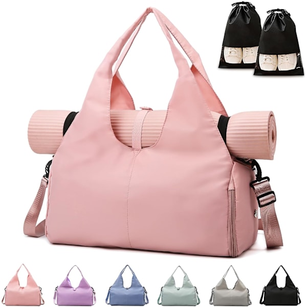 Bare Gym Bag for Kvinner, Yogamatte Bag Sport Reisebag, Vanntett Sports Gym Bag for Sport Reise Vandring Pink