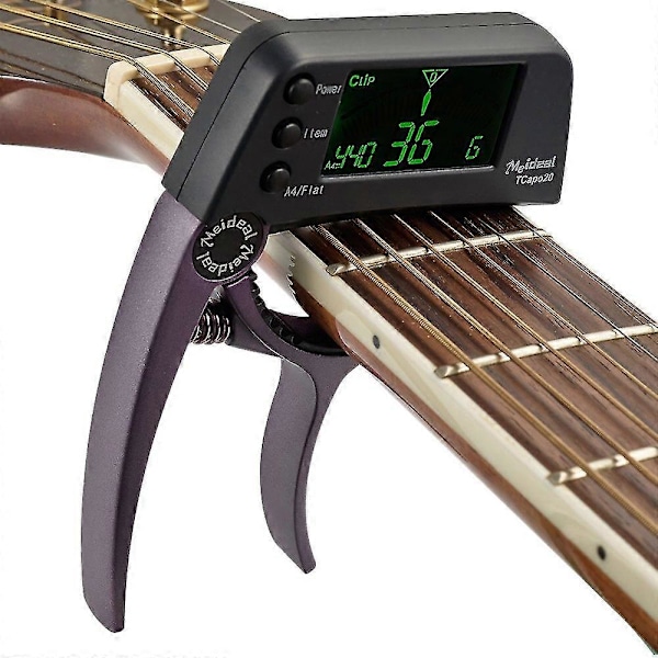 Akustisk Gitarr Stämapparat Capo Snabbt Byte Nyckel 2 i 1 Capo Stämapparat Metall för Elgitarr Bas Kromatiska Delar Brown
